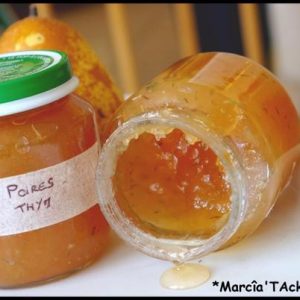 Confiture de poires au thym, fait maison.