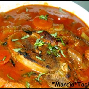 Osso buco de veau à la milanaise, carottes.