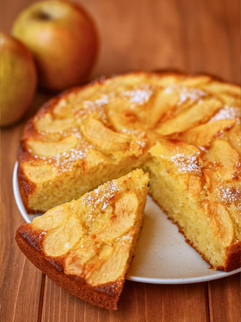 gâteau aux pommes de ma grand mère tranché