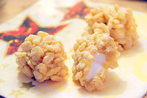 Boules de riz soufflé et marshmallow, décoration étoilée