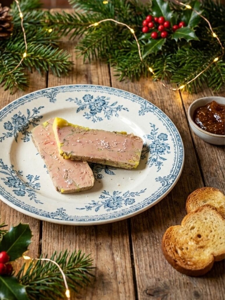 tranches de foie gras maison posées dans une assiette