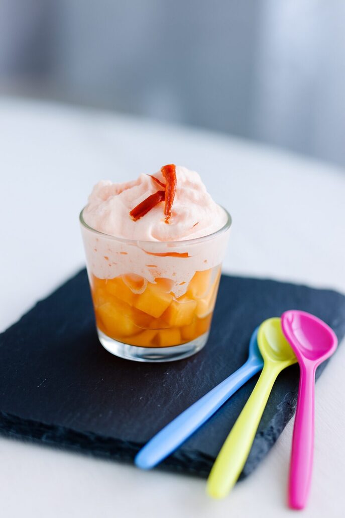 Verrine de melon et chantilly chèvre-chorizo