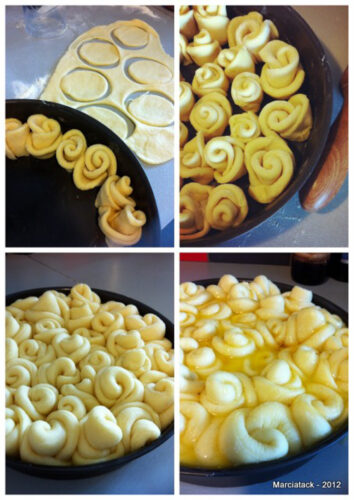 Préparation d'une brioche aux roses, étapes de cuisson