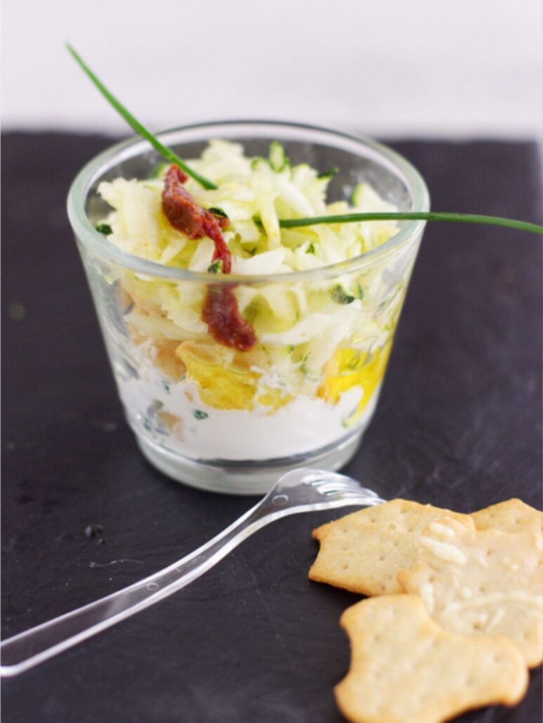 Fromage frais et courgettes mixées en verrine
