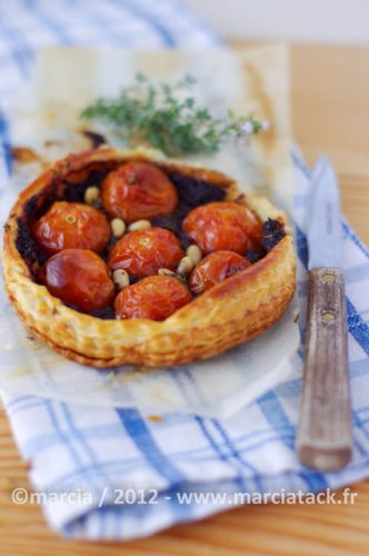Tarte aux tomates cerises et pignons, cuisine maison
