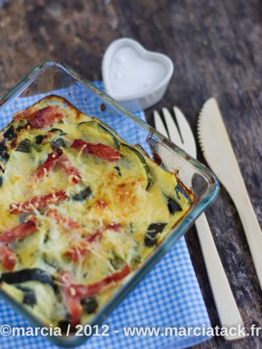 Gratin de courgettes au jambon, prêt à déguster