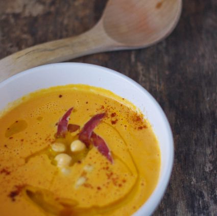 Soupe de potiron au chorizo et pois chiches - Recette facile