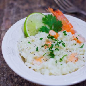 Risotto aux crevettes avec citron vert et persil