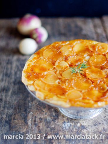 recette tarte tatin de navet, miel et chèvre