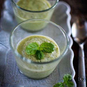 Soupe froide concombre et menthe en verrines