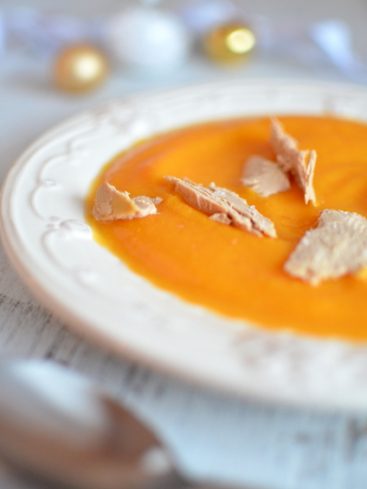 Velouté potimarron foie gras, décorations Noël