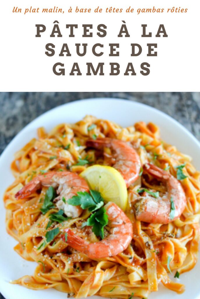Visuels des pâtes à la sauce tête de gambas pour pinterest