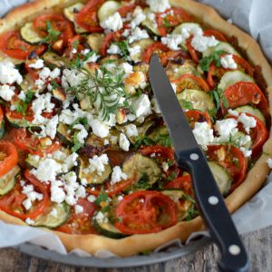 Recette tarte au tian de légumes et féta salakis