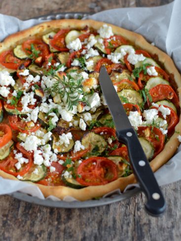 Recette tarte au tian de légumes et féta salakis