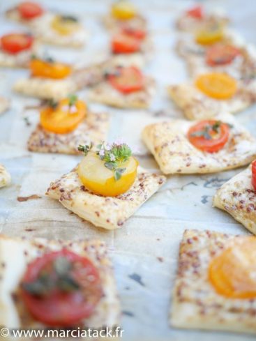 Feuilletés tomate cerise, cuisine marcia tack