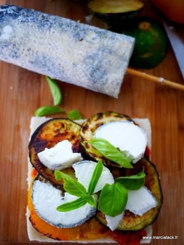 Recette de croque monsieur au Saint Maure et tian de légumes