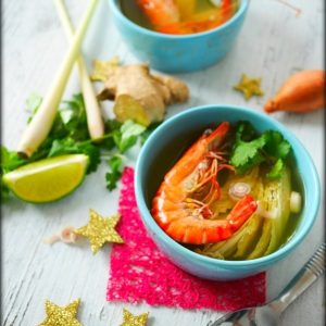 Soupe de crevettes thaïlandaise, citronnelle et gingembre