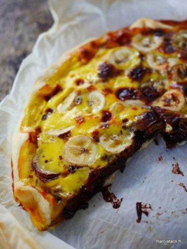 Tarte banane chocolat crème pâtissière maison