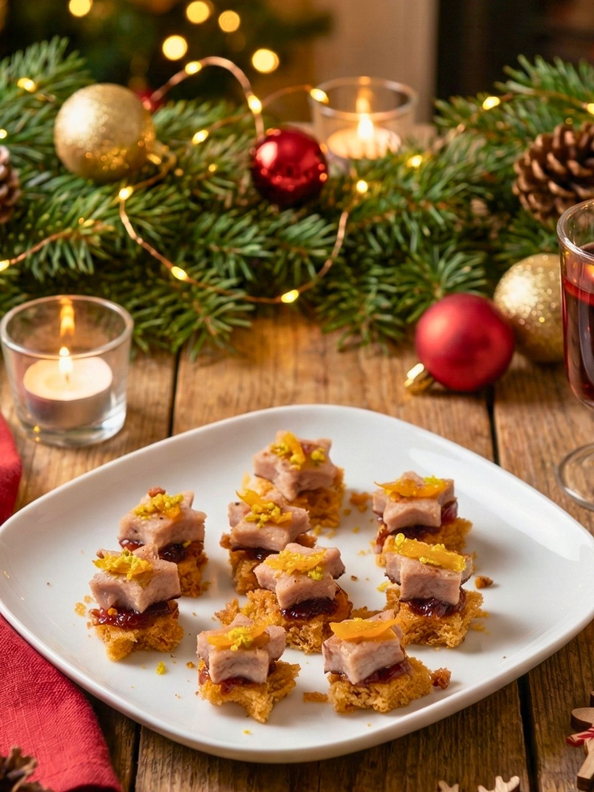 Amuse-bouches festifs en forme d'étoile, décorations de Noël
