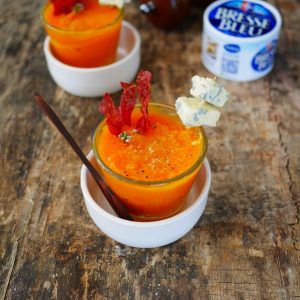 Verrines de soupe à la carotte et Bresse Bleu