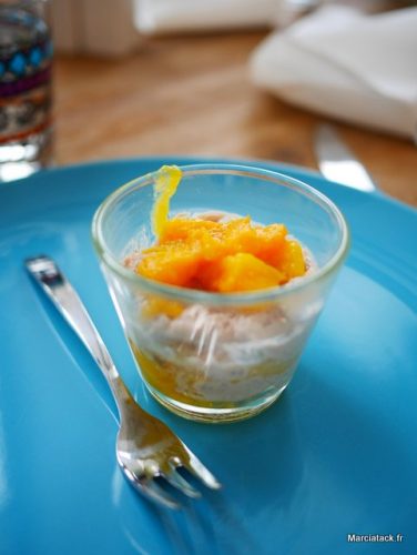 recette de verrines mangue, thon et saint moret