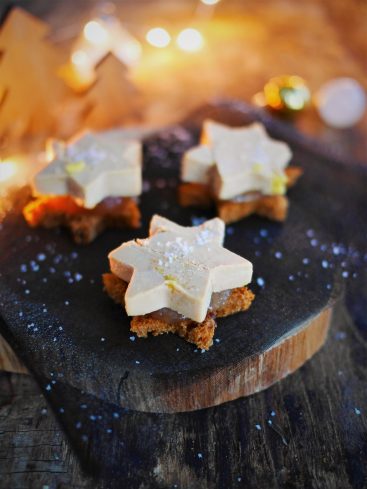Foie gras en étoile sur pain d'épices, Noël