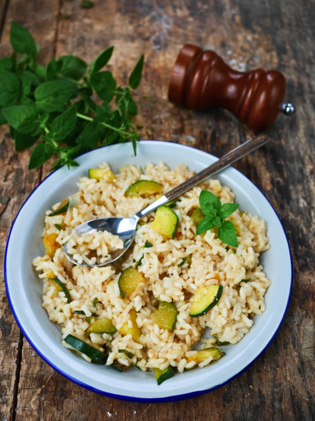 assiette de risotto de courgette