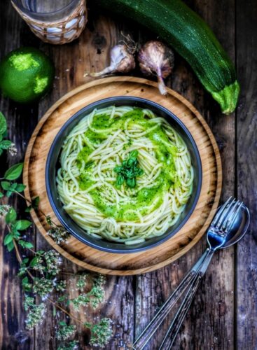 Spaghettis crème de courgette (sans lactose)