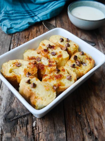 Pain perdu avec des pépites de chocolat