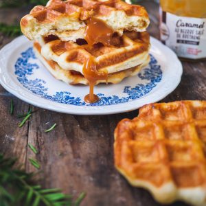 Gaufres au caramel beurre salé, appétissantes.