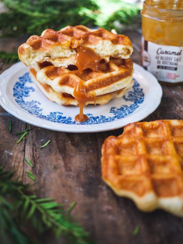 Gaufres au caramel beurre salé, appétissantes.