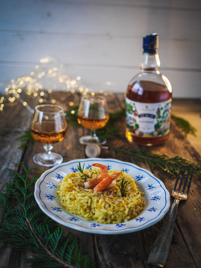 Risotto aux gambas et romarin, Accord Spiritueux AromatiqueRaisins 
