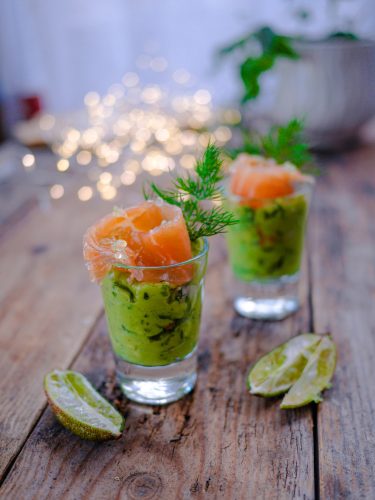 Verrine avocat saumon et citron caviar