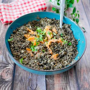 Salade de lentilles à la truite fumée