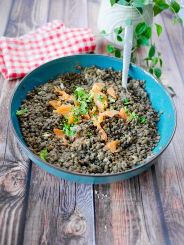 Salade de lentilles à la truite fumée