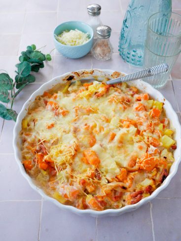 Gratin de patates douces et fromage fondu
