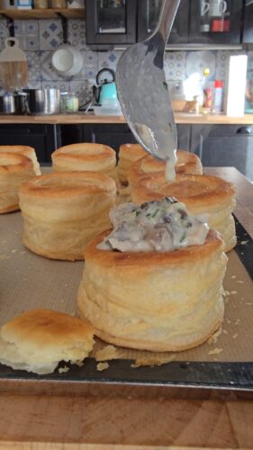 Garnissage des vol au vent poulet champignons