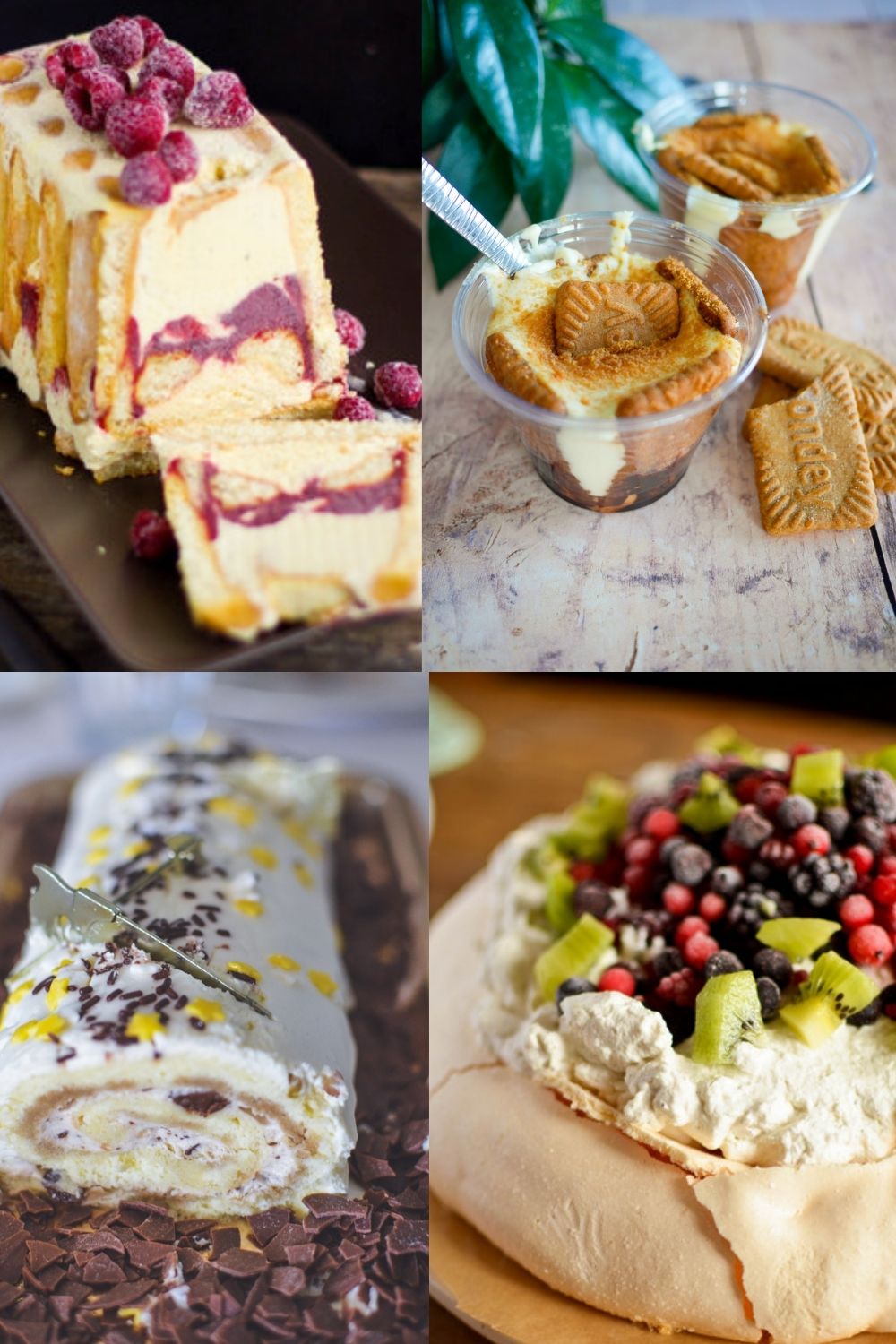 Collage de quatre desserts appétissants