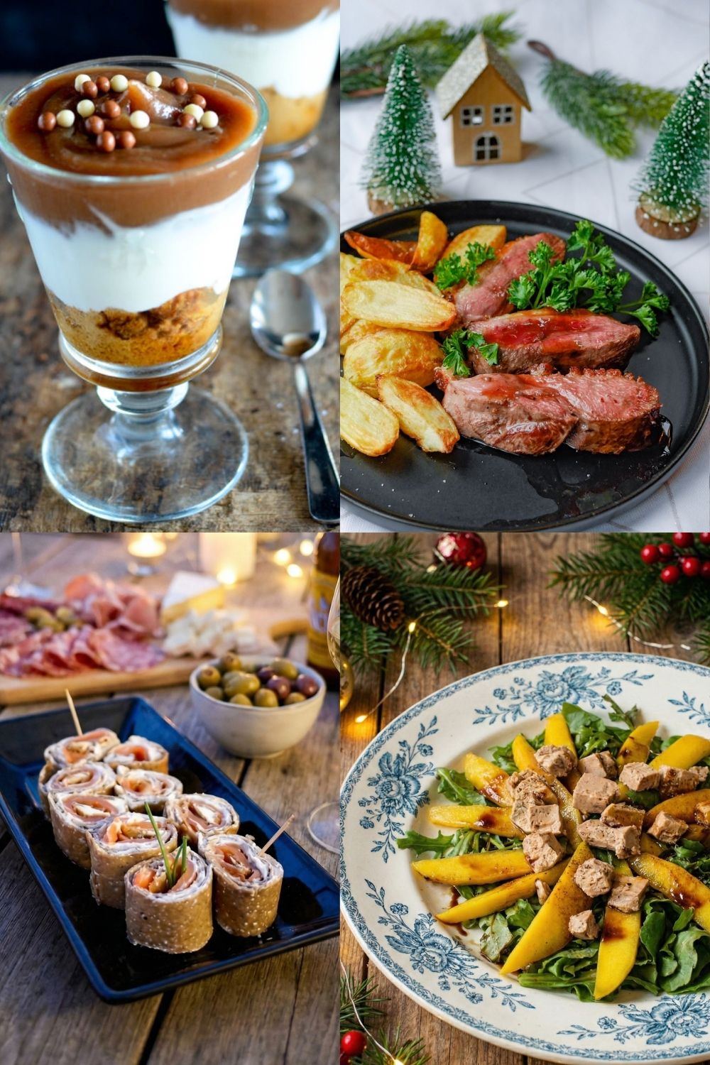 Assortiment festif de plats de Noël appétissants.