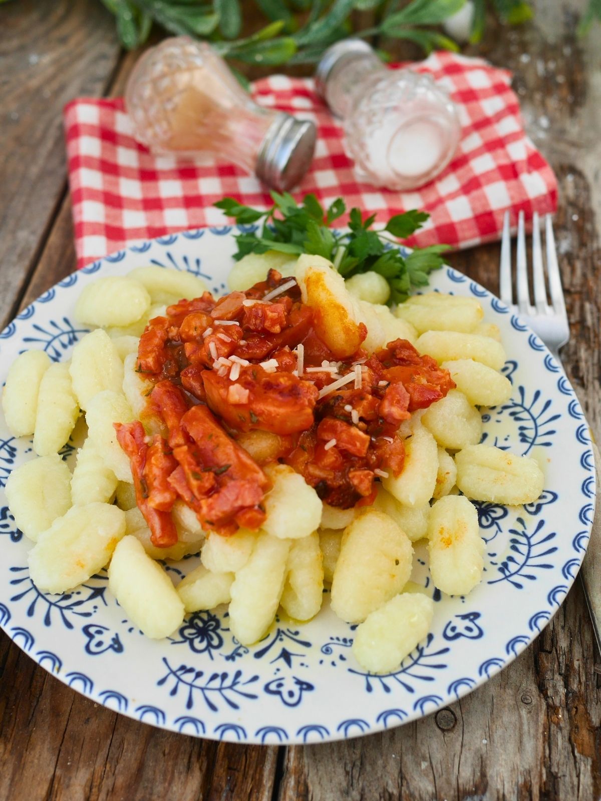 Assiette de gnocchis à la sauce tomate