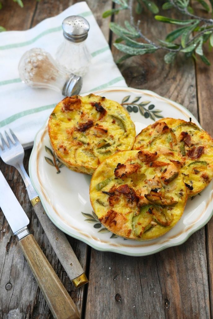 quiche sans pâte poulet courgette en parts individuelles